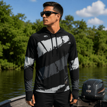 Camisa de Pesca Masculina com Capuz Maré Negra e Proteção UV50+ - GTX Print