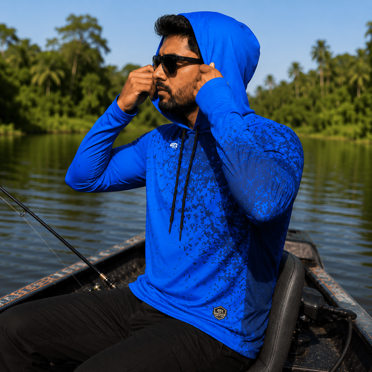 Camisa de Pesca Masculina com Capuz Rio Azul e Proteção UV50+ - GTX Print
