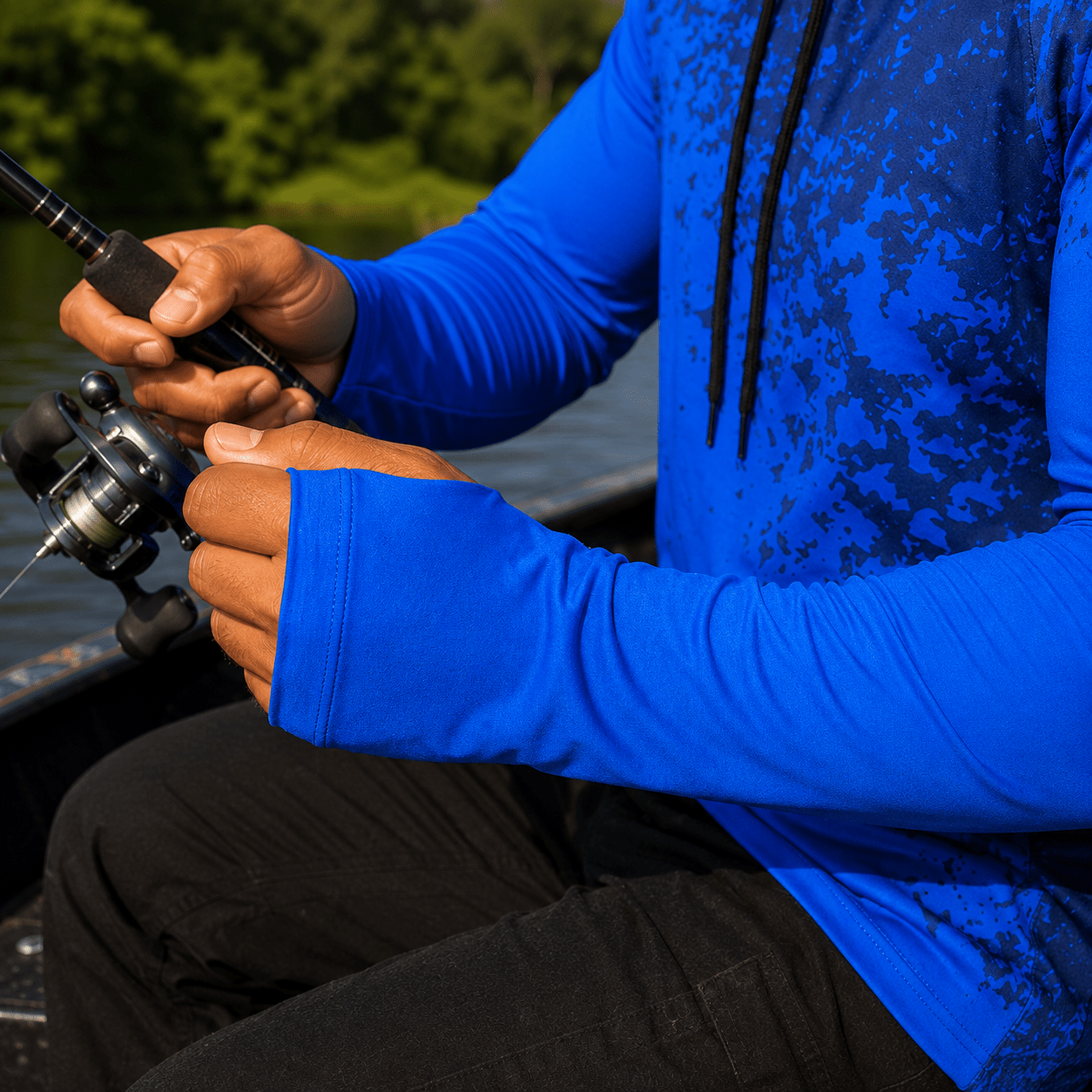 Camisa de Pesca Masculina com Capuz Rio Azul e Proteção UV50+ - GTX Print
