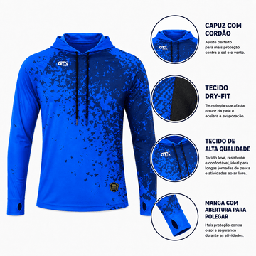 Camisa de Pesca Masculina com Capuz Rio Azul e Proteção UV50+ - GTX Print
