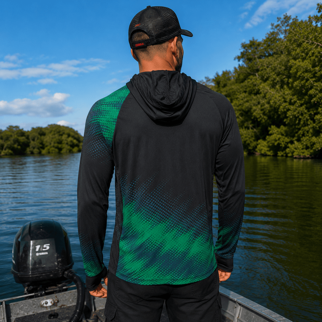 Camisa de Pesca Masculina com Capuz Rio Verde e Proteção UV50+ - GTX Print