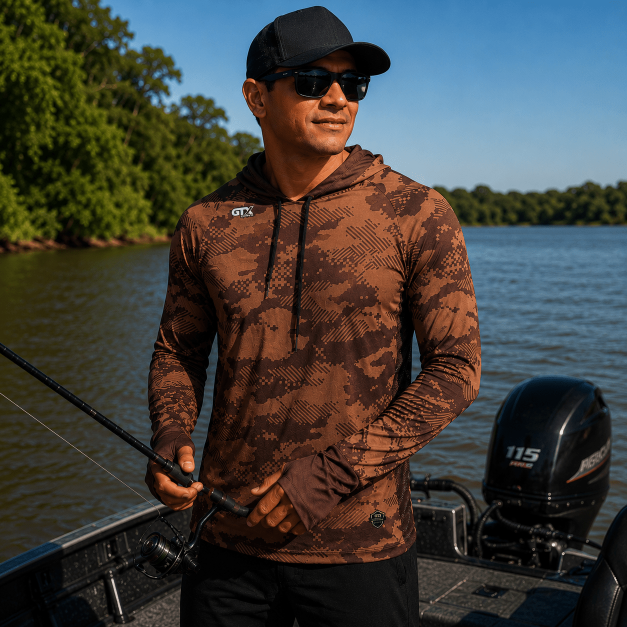 Camisa de Pesca Masculina com Capuz Terra Bruta e Proteção UV50+ - GTX Print