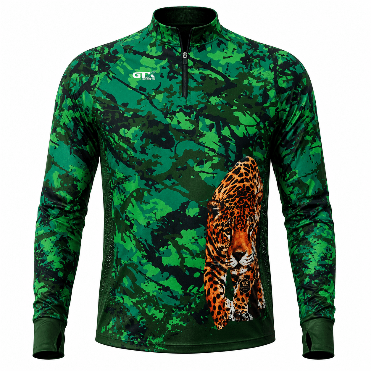 Camisa de Pesca Onça Pantaneira com Zíper e Proteção UV50+ - GTX Print