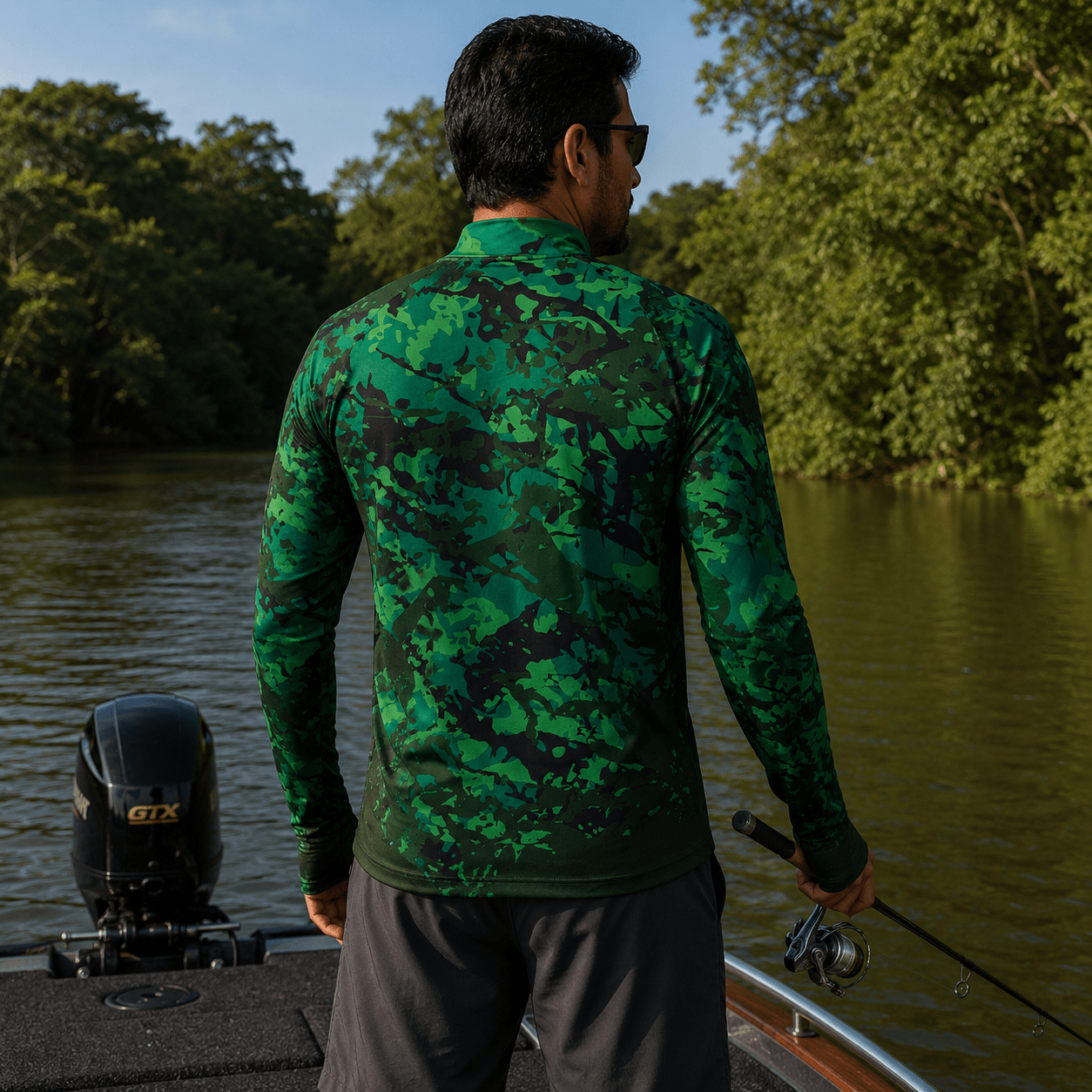 Camisa de Pesca Onça Pantaneira com Zíper e Proteção UV50+ - GTX Print