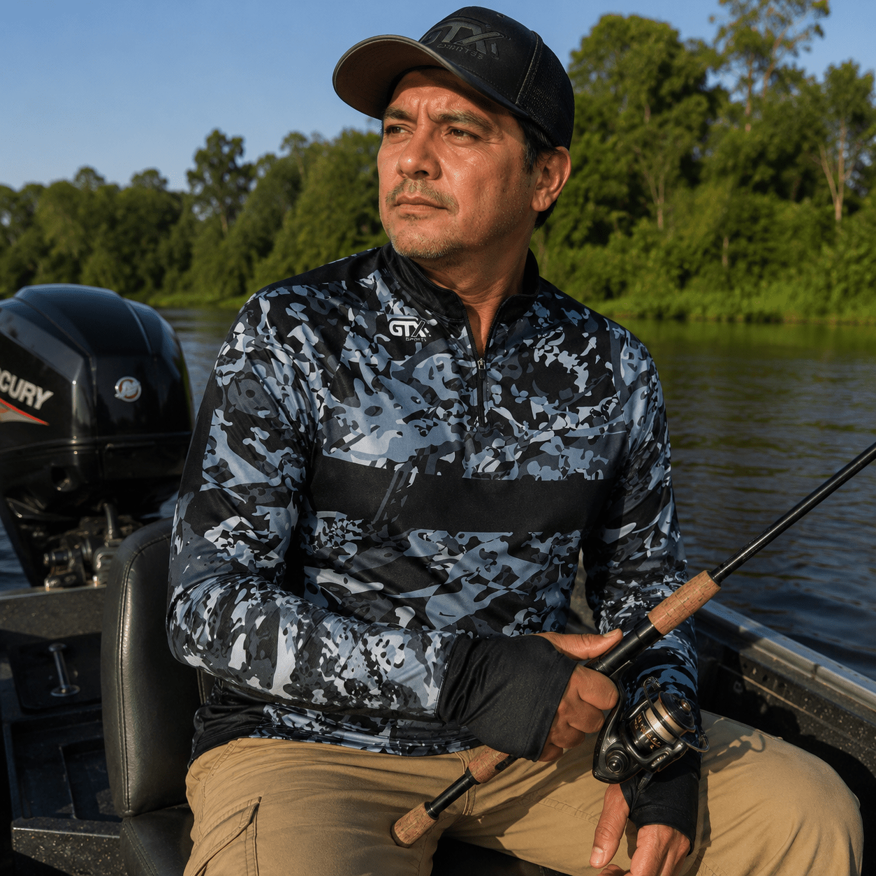 Camisa de Pesca Shadow Camo com Zíper e Proteção UV50+ - GTX Print