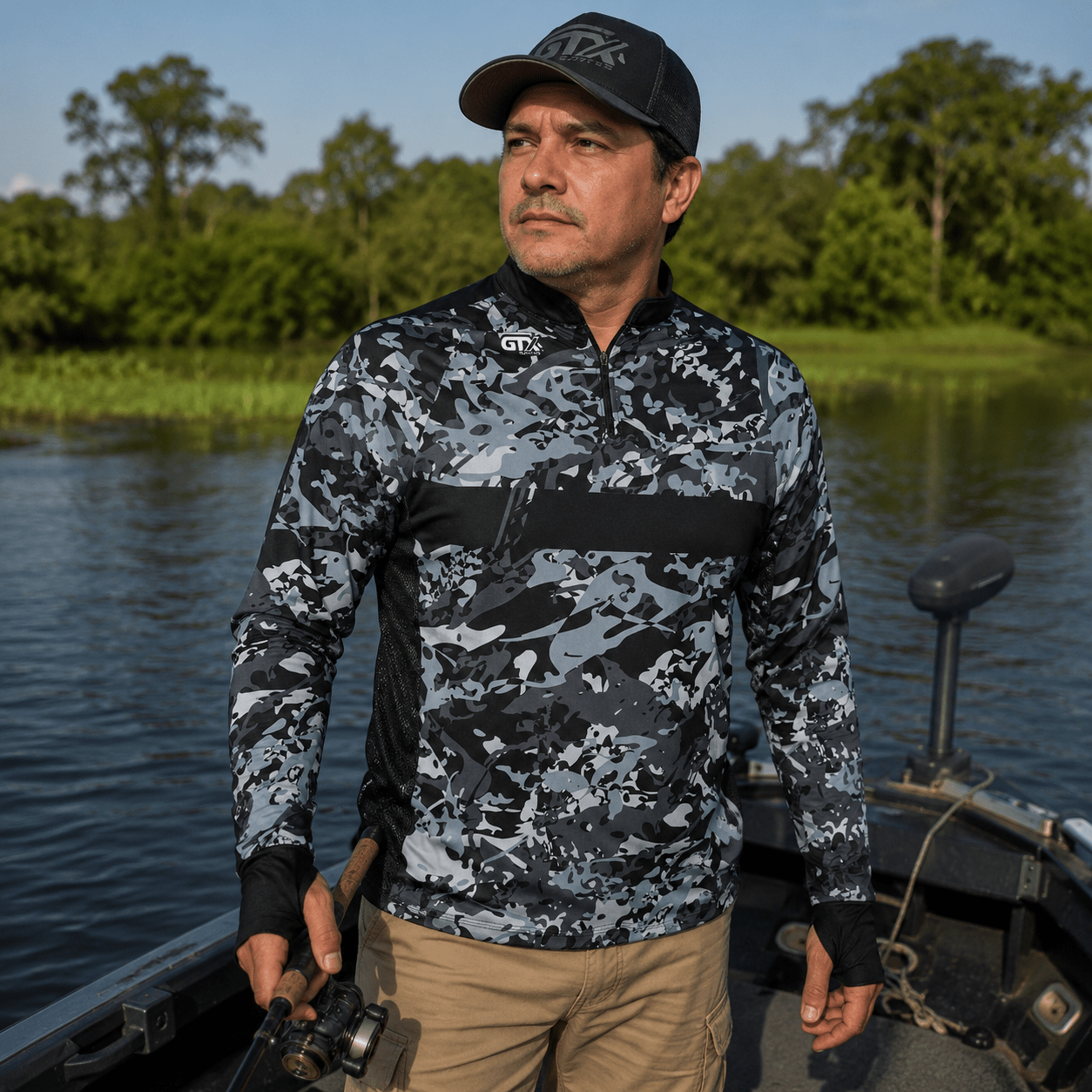 Camisa de Pesca Shadow Camo com Zíper e Proteção UV50+ - GTX Print