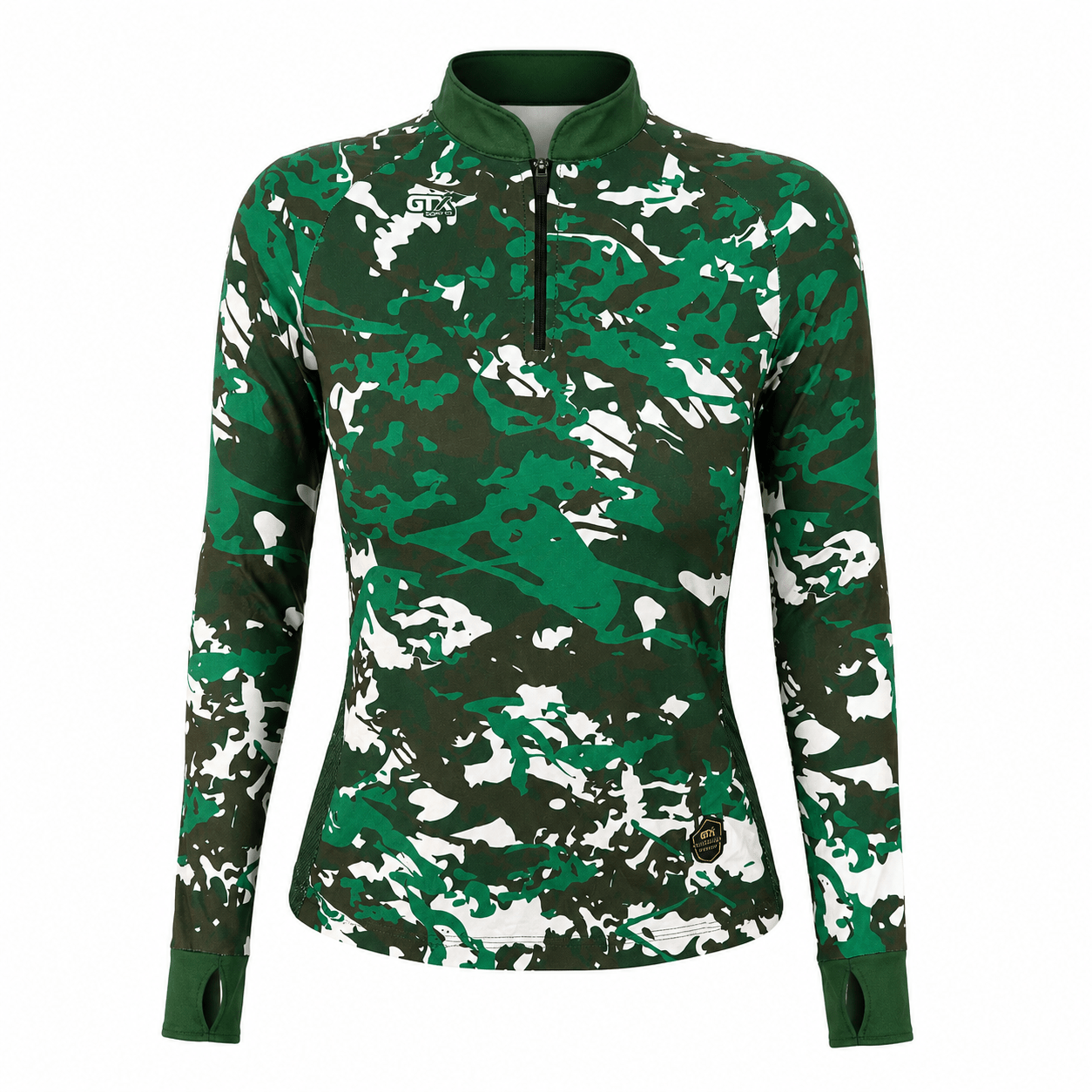 Camisa Feminina de Pesca Camuflada com Zíper e Proteção UV50+ - Use GTX