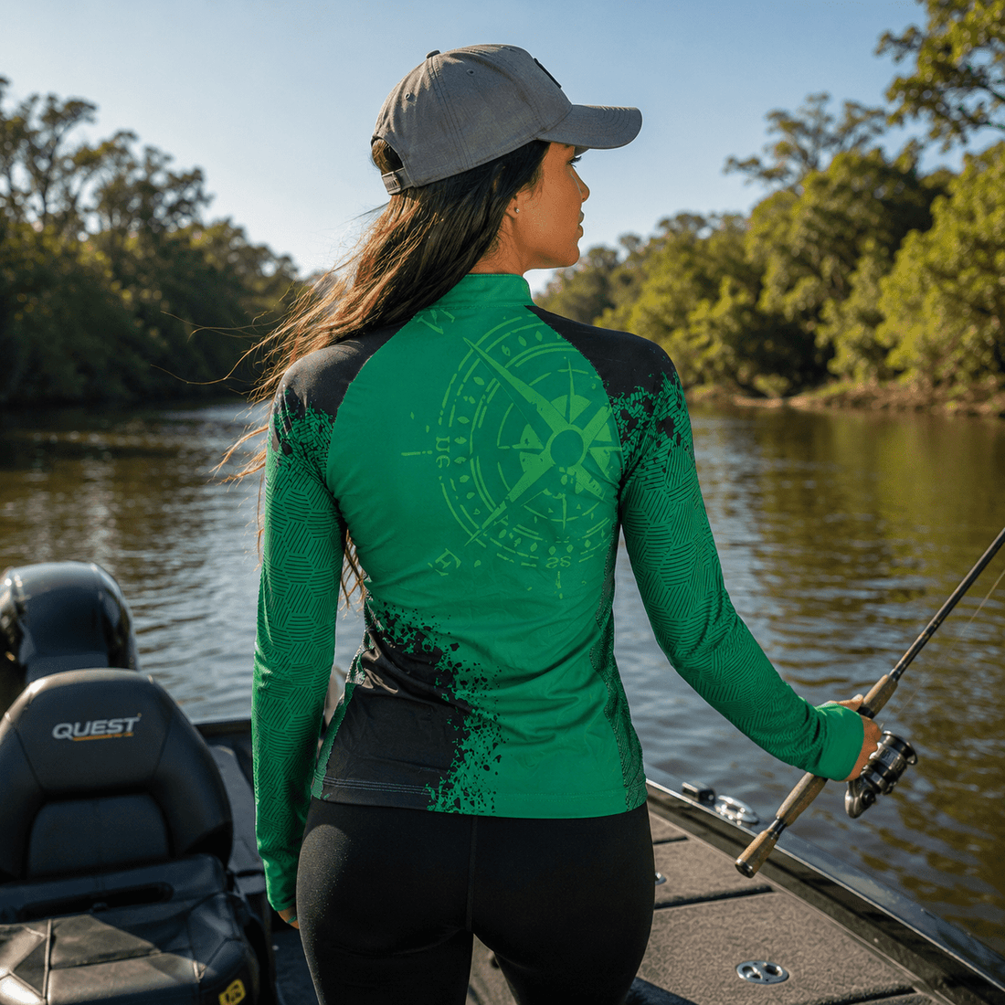 Camisa Feminina de Pesca Rosa dos Ventos com Zíper e Proteção UV50+ - Use GTX