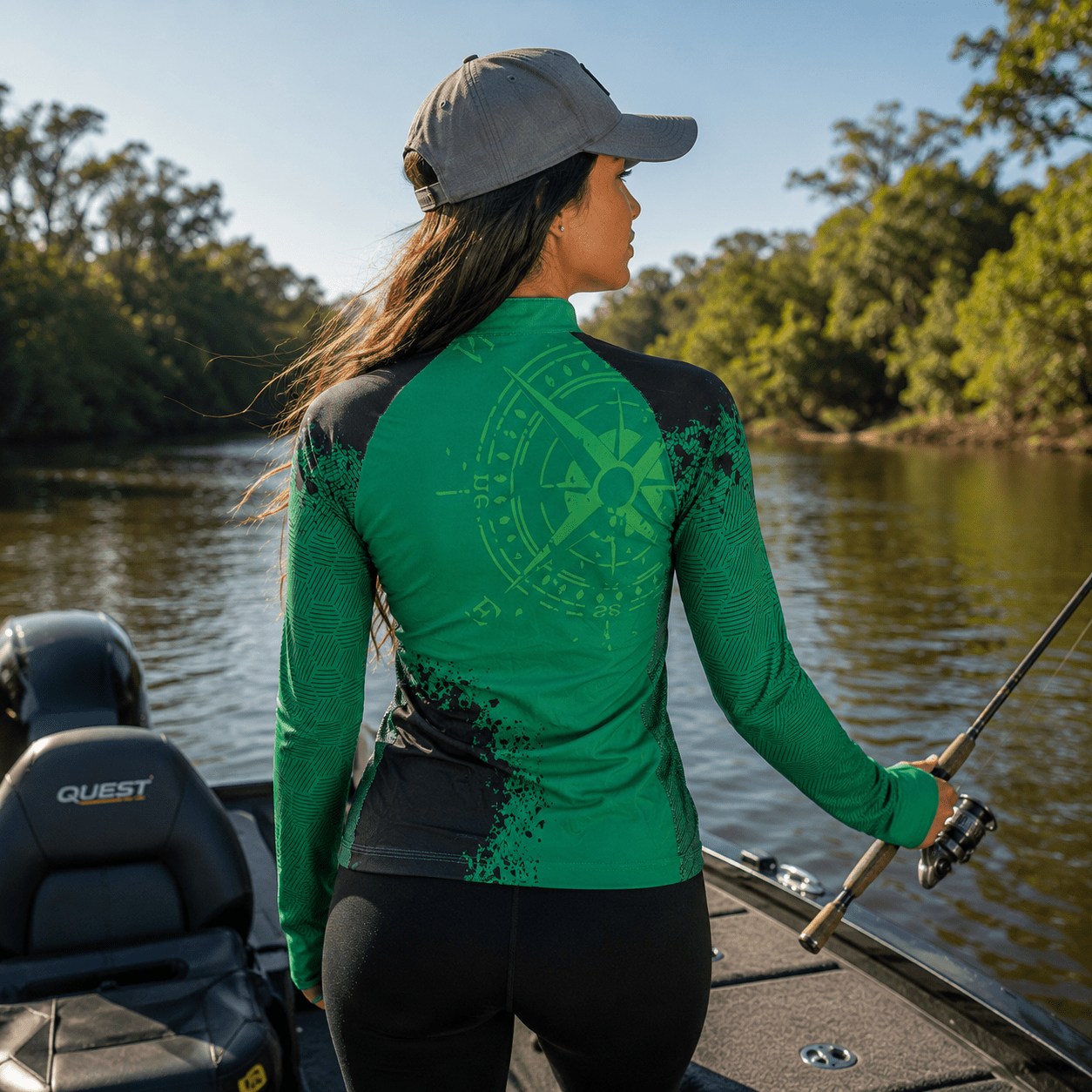 Camisa Feminina de Pesca Rosa dos Ventos com Zíper e Proteção UV50+ - Use GTX