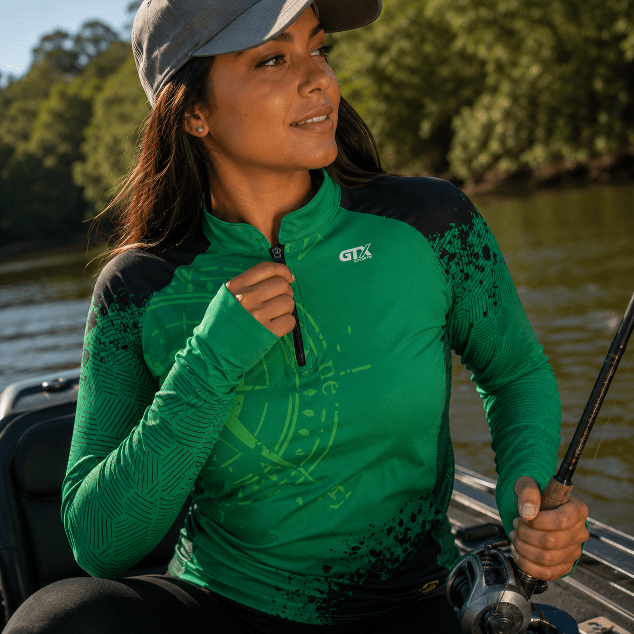 Camisa Feminina de Pesca Rosa dos Ventos com Zíper e Proteção UV50+ - Use GTX